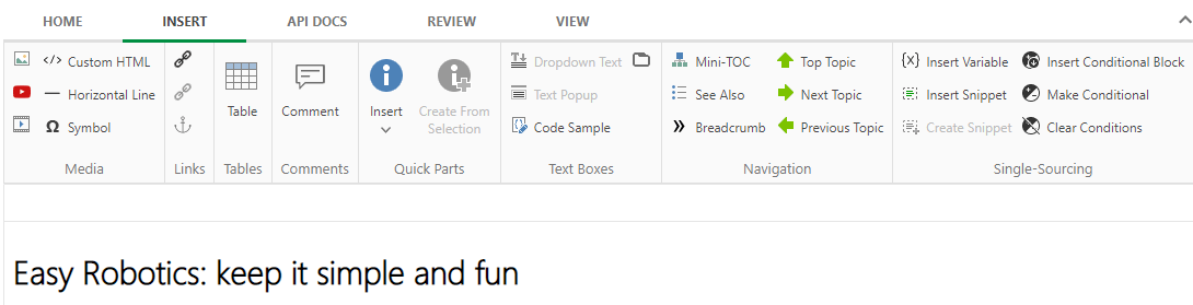 The Insert tab of the Ribbon bar