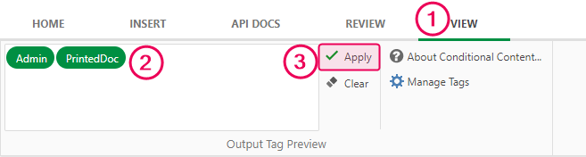 Instruction on how to select output tags.