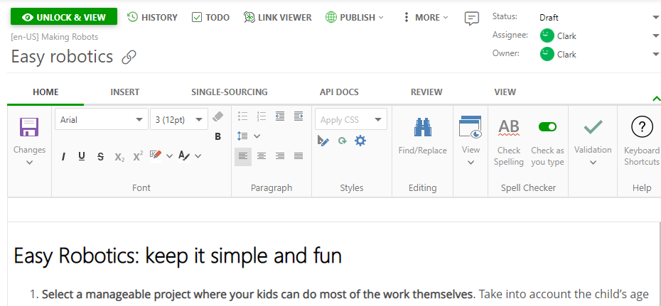 The Edit mode of the topic