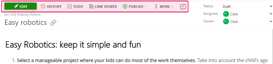 The header panel in the View mode of the topic
