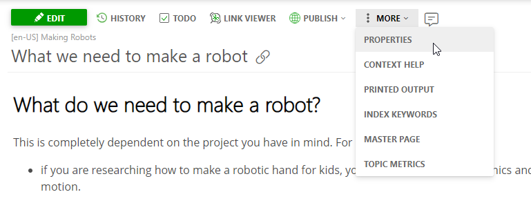 Go to the topic properties by clicking the More button in the topic header
