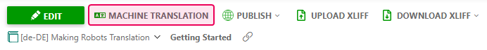 The Machine Translation button in the translation editor