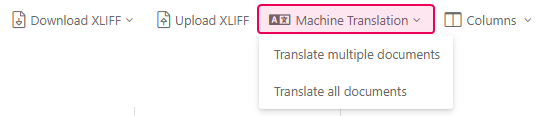 The Machine Translation button in the translator workspace