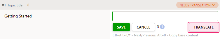 The Translate button in the translation editor