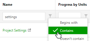 Switch the filtering by clicking the filter button in the column header