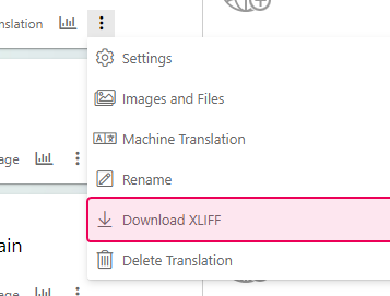 Download XLIFF button on the Projects page