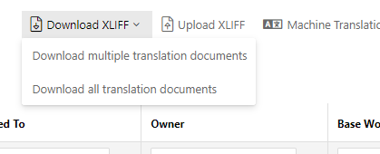 Download XLIFF button on the Translation Workspace