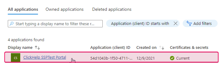 Click the application name to open the application widget