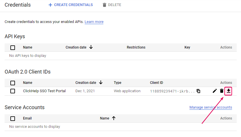 Download a JSON file clicking the Download button