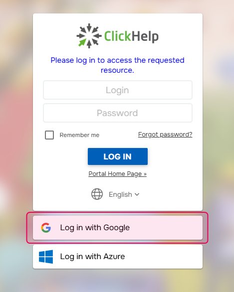 ClickHelp Log In page