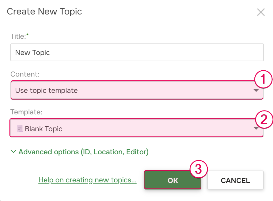 Create a new topic from a template.