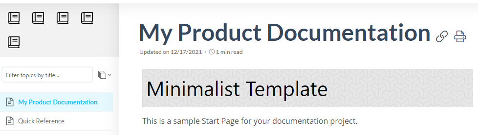 The variable value as a topic title in the Reader UI