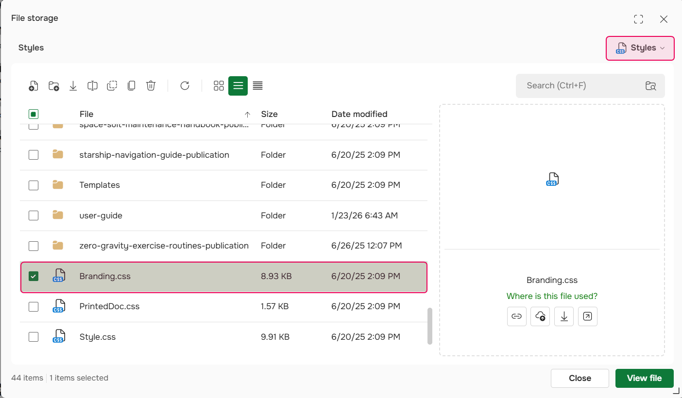 Veiw the Branding.css file.