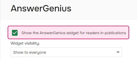 The AnswerGenius checkbox in portal settings.