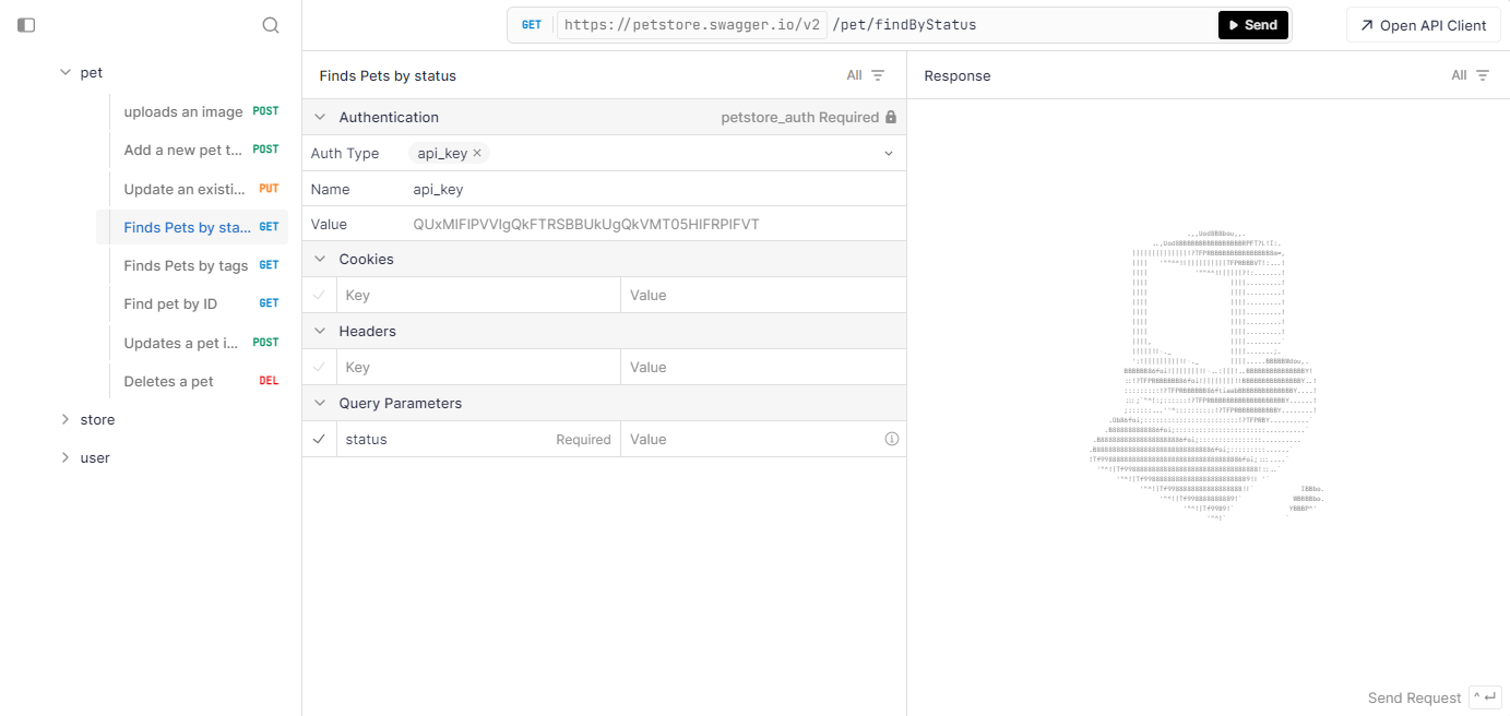 An example of the window that you see after clicking "Test Request".