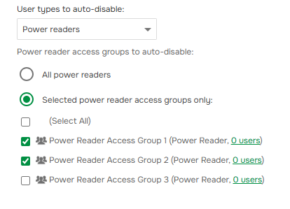 The settings to auto-disable Power Readers