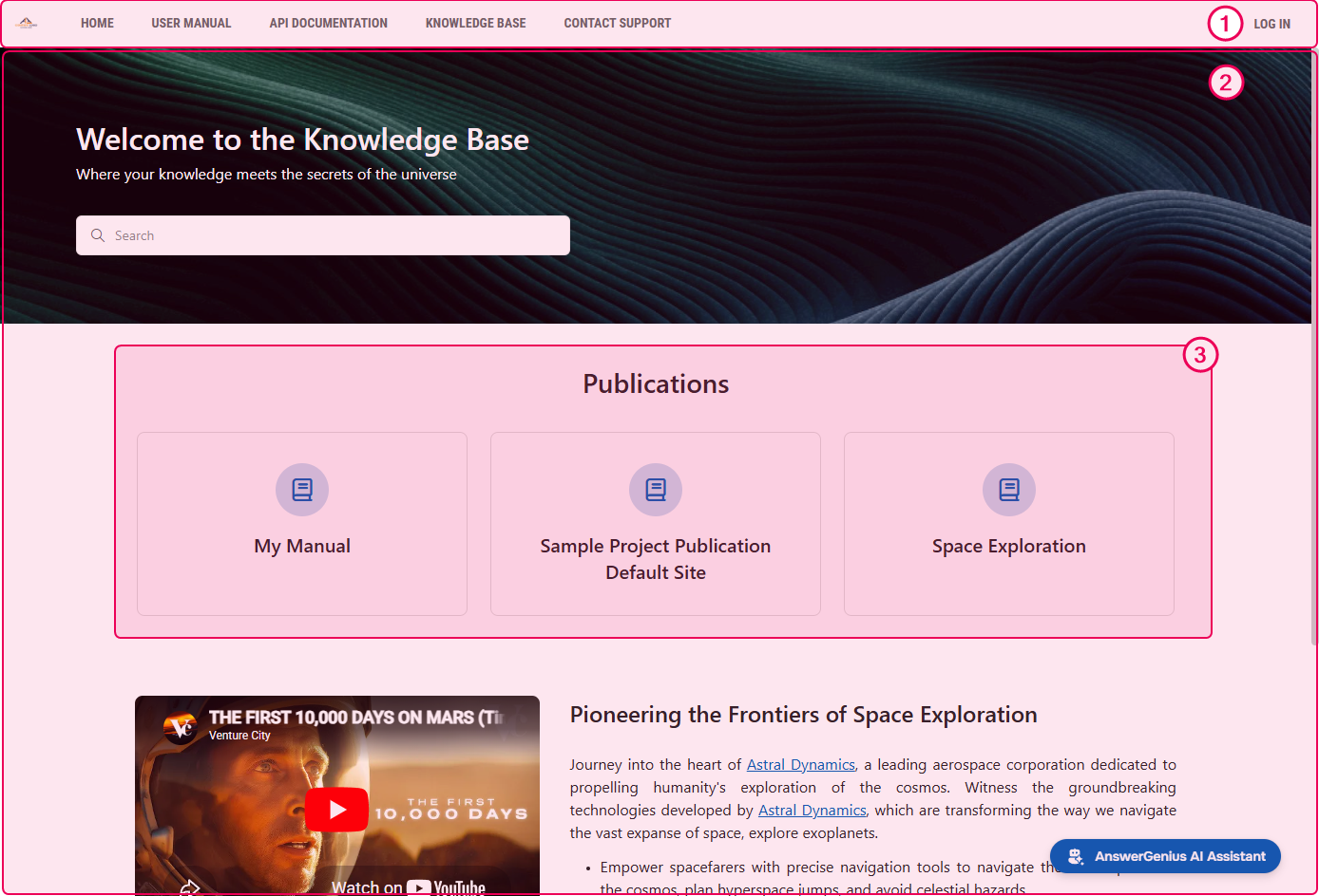 Home page elements