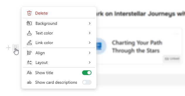 The contextual menu in the Block-based topic editor.