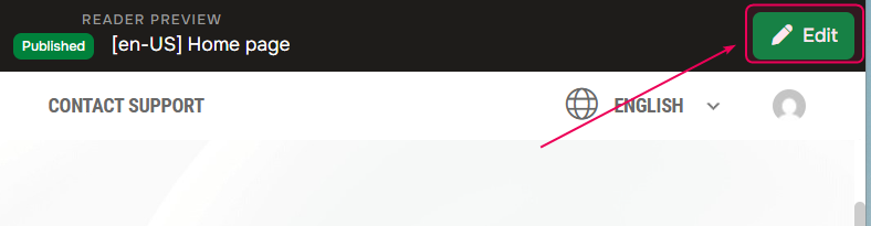 Edit button on home page.