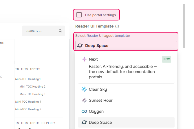 Portal-level Reader UI template