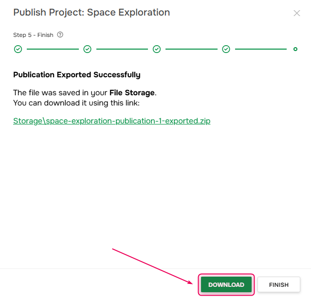 Download the exported file