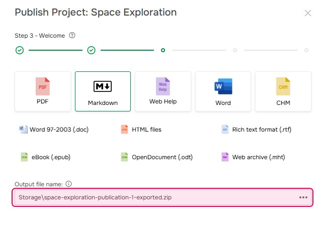 Setting file name and location