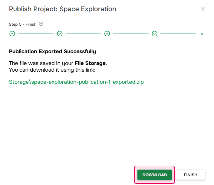 Download the archive on the wizard's final screen