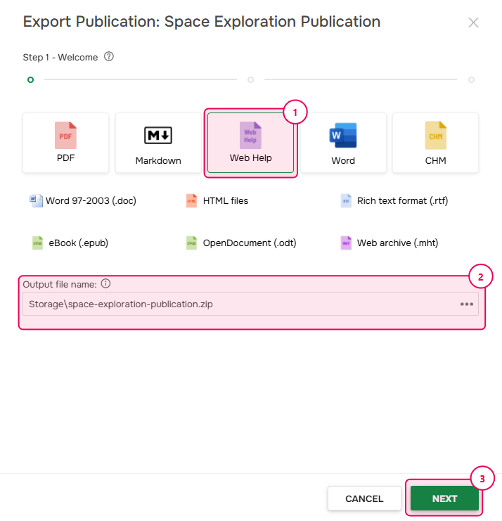Exporting ClickHelp publication to Web Help format