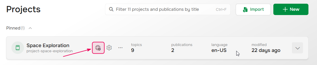 Publishing a project in ClickHelp portal