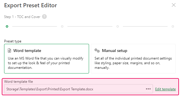 Select the desired Word Template file.
