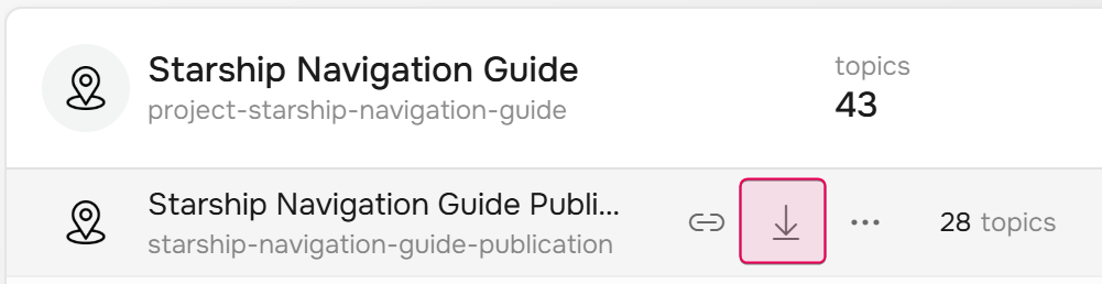 The export publication button.