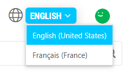 The language drop-down list in the publication