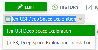 Language drop-down in the topic editor
