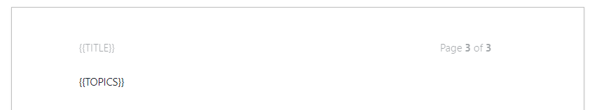 The Topics placeholder in the default MS Word template.