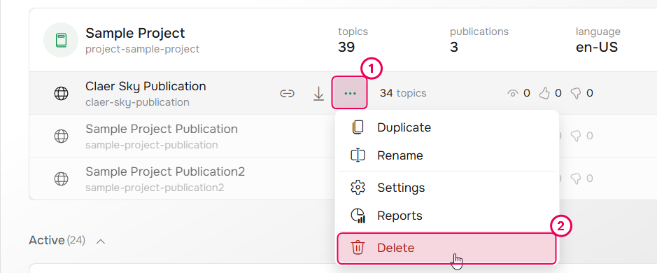 Delete a publication.