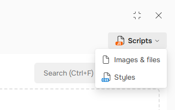 The top-right corner dropdown.