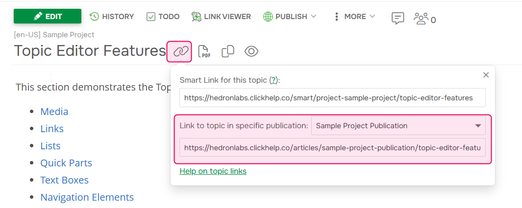 Get a topic link.