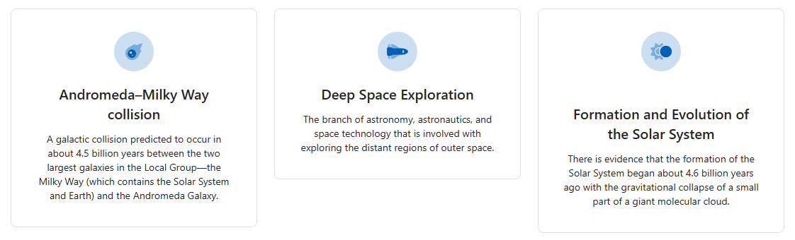 An example of a "Cards list" block.