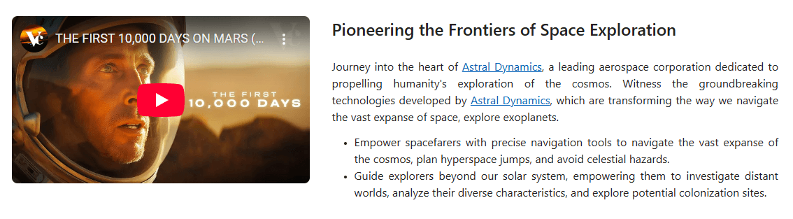 An Example of a "Text and media" block.