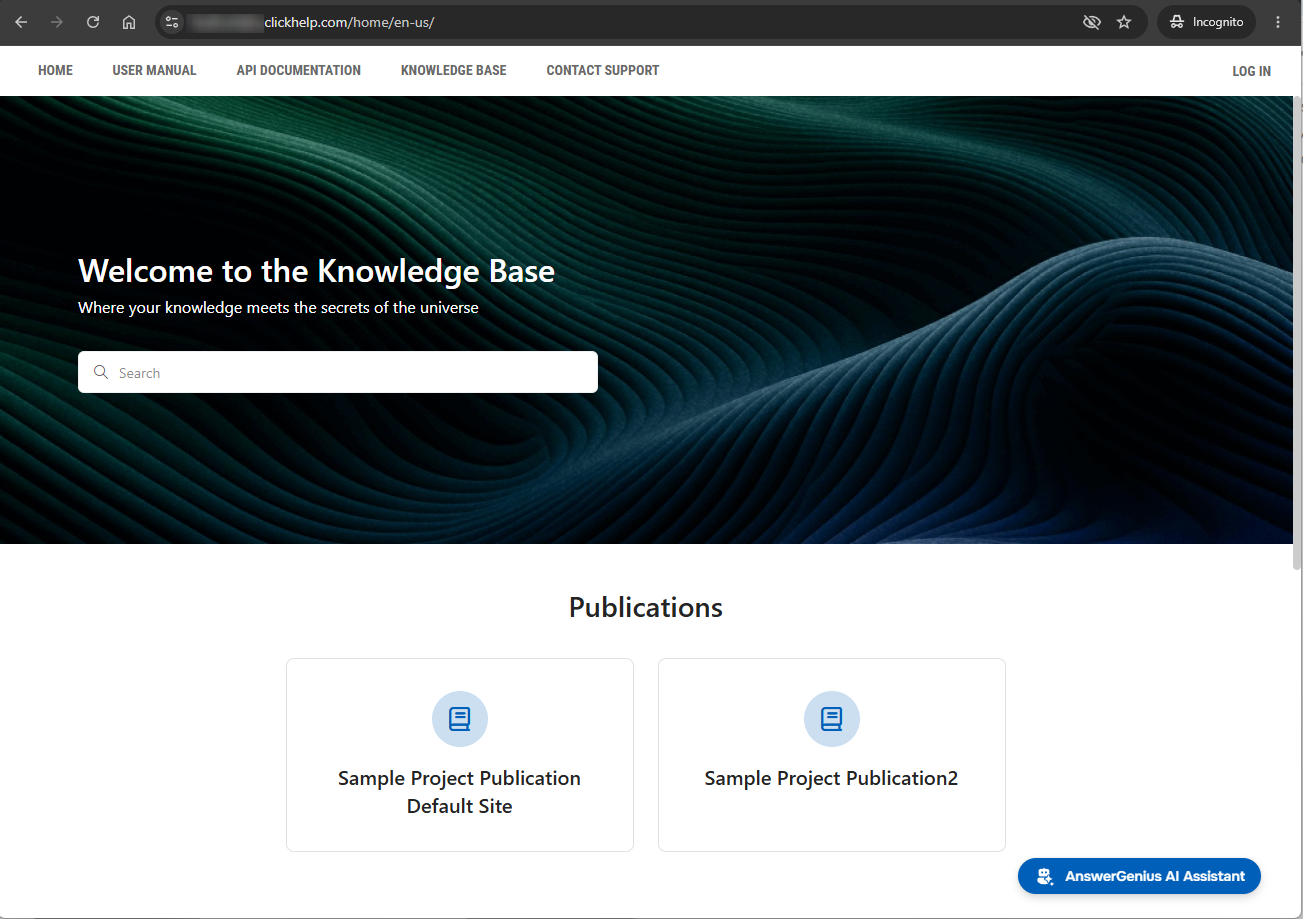 Site A home page