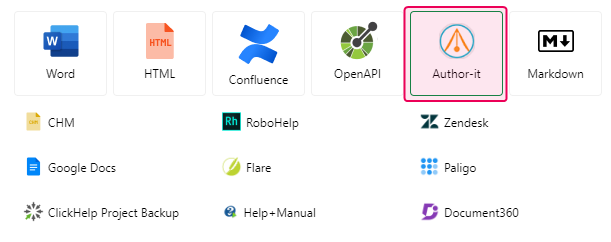 The Import from Author-it option in the Import Wizard.