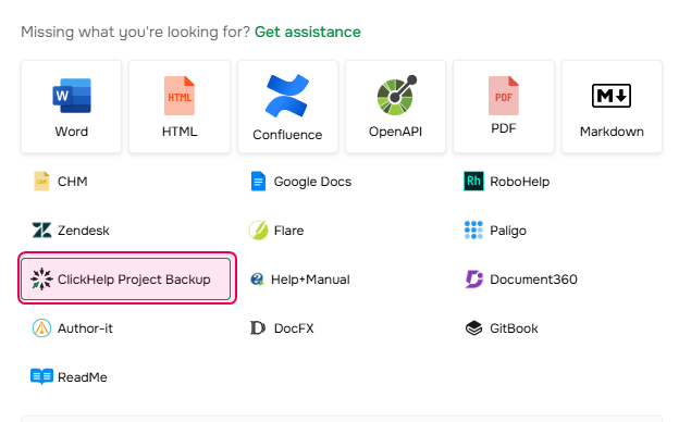 ClickHelp Project Backup