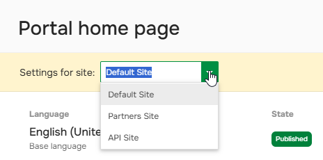 The site selector in the site-specific settings section.
