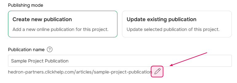 Change publication ID