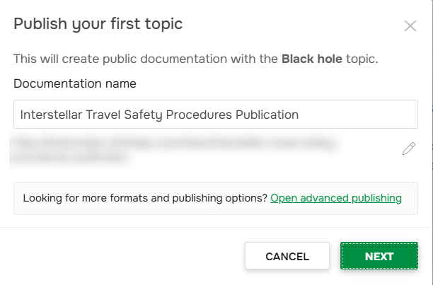 Make the first publication directly from the Article page