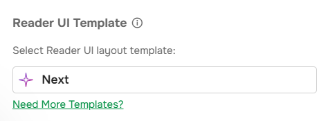 Reader UI Template settings