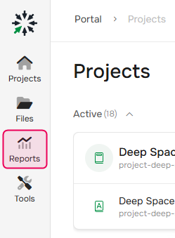 Reports on the left sidebar.