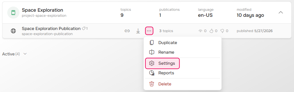 Changing ClickHelp publication settings
