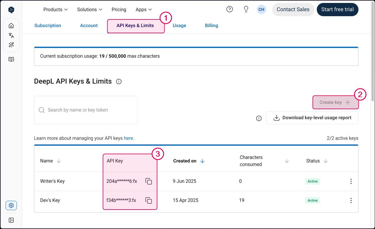 Create or copy your API key.