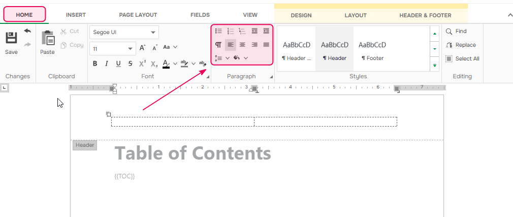 Aligning options in ClickHelp
